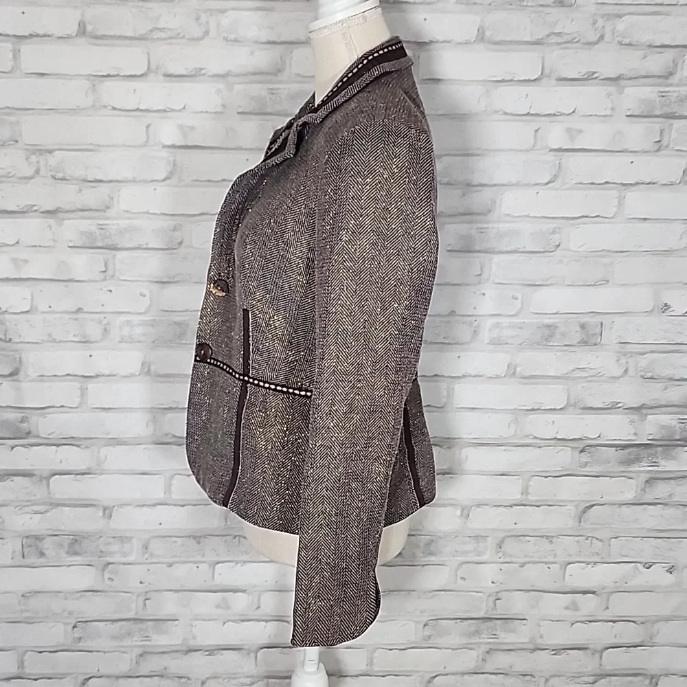 Coldwater Creek Brown Sparkle Fitted Work Business Blazer